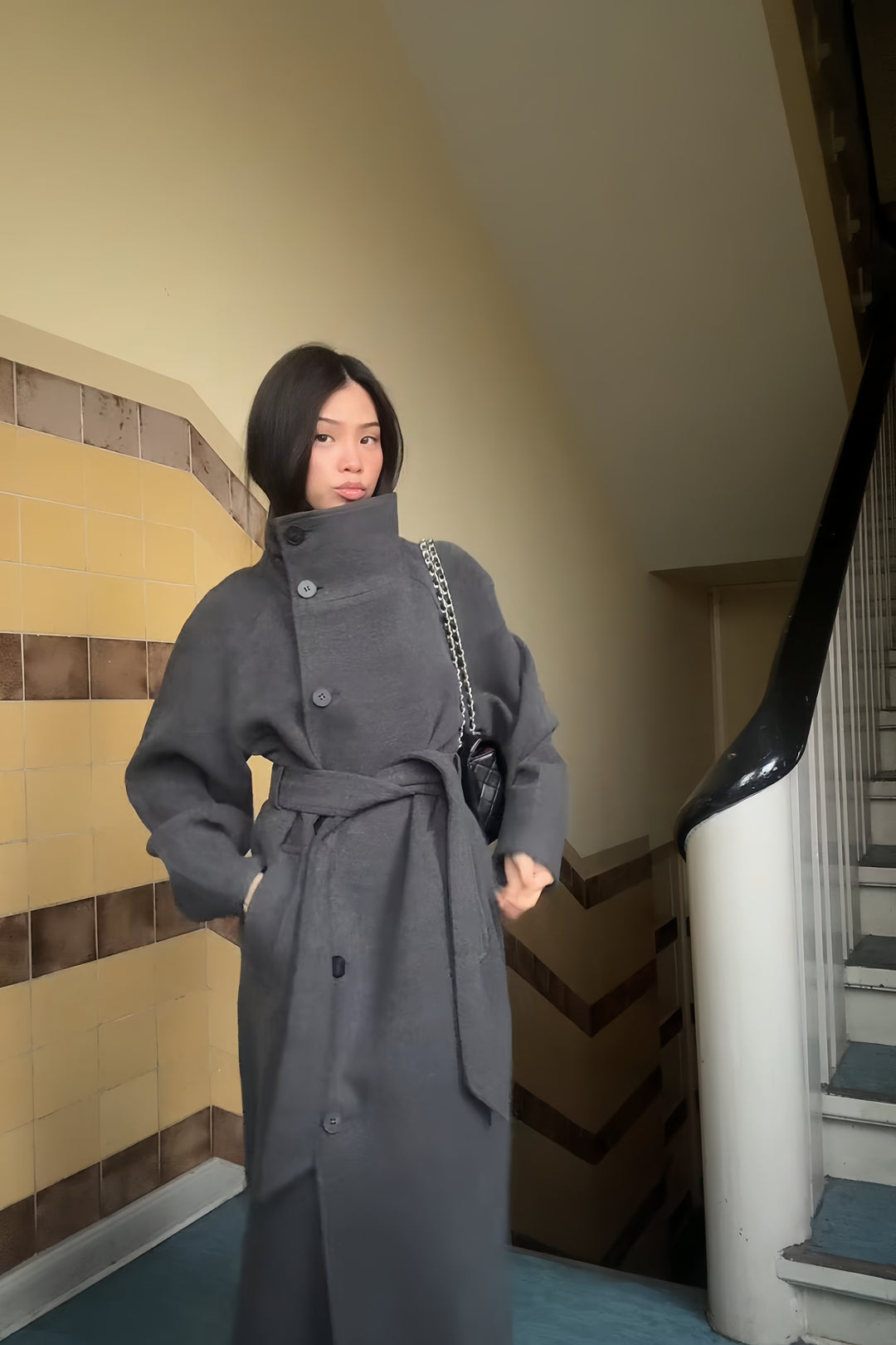 Lyra High-Neck Wrap Coat