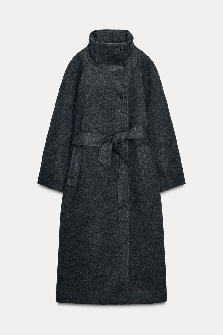 Lyra High-Neck Wrap Coat
