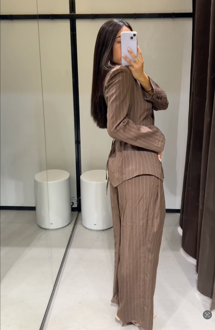 Valeria Pinstripe Blazer Set