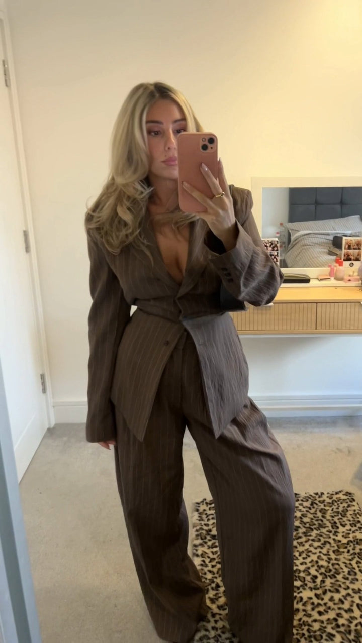 Valeria Pinstripe Blazer Set