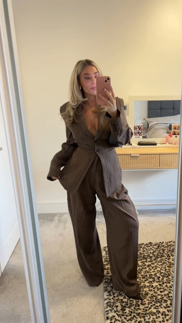 Valeria Pinstripe Blazer Set